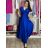 Šaty dlouhé elegantní krátký rukáv dámské ANNA (S/M/L ONE SIZE) ITALSKÁ MÓDA IM4260024/DUR S/M/L modrá královská