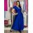 Šaty dlouhé elegantní krátký rukáv dámské ANNA (S/M/L ONE SIZE) ITALSKÁ MÓDA IM4260024/DUR S/M/L modrá královská
