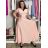 Šaty dlhé elegantný krátky rukáv dámske ANNA (S/M/L ONE SIZE) TALIANSKA MÓDA IM4260024/DUR S/M/L růžová světlá