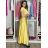 Šaty dlouhé elegantní krátký rukáv dámské ANNA (S/M/L ONE SIZE) ITALSKÁ MÓDA IM4260024/DUR S/M/L žlutá