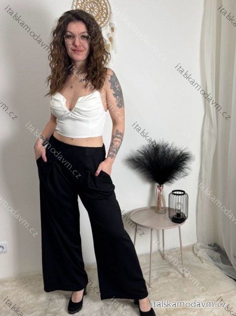 Kalhoty máslové dlouhé letní dámské (M/L/XL ONE SIZE) ITALSKÁ MÓDA IMD26019/DUR