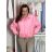 Bunda krátka oversize dlhý rukáv dámska BIANCA (S/M/L ONE SIZE) TALIANSKA MÓDA IMWCA26003/DU S/M/L ružová