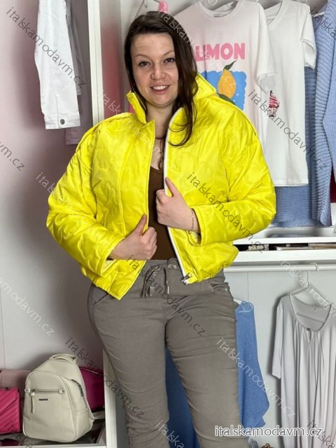 Bunda krátka oversize dlhý rukáv dámska BIANCA (S/M/L ONE SIZE) TALIANSKA MÓDA IMWCA26003/DU S/M/L žlutá