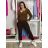 Nohavice strecové dlhé dámske (S/M/L ONE SIZE) TALIANSKA MÓDA IMPLI248115/DUR  tm. hnědá S/M/L