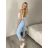 Nohavice strecové dlhé dámske (S/M/L ONE SIZE) TALIANSKA MÓDA IMPLI248115/DUR sv. modrá S/M/L