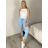 Nohavice strecové dlhé dámske (S/M/L ONE SIZE) TALIANSKA MÓDA IMPLI248115/DUR sv. modrá S/M/L