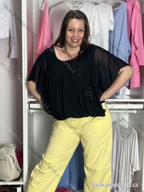 Halenka tunika krátký rukáv dámská nadrozměr (2XL/3XL) ITALSKÁ MÓDA IMD23343/DUR 2XL/3XL čierna