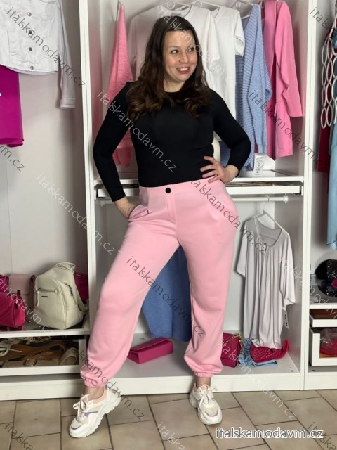Tepláky/Kalhoty elegantné oversize dlhé dámske (S/M/L ONE SIZE) TALIANSKA MÓDA IMD26003/DUR sv. růžová S/M/L