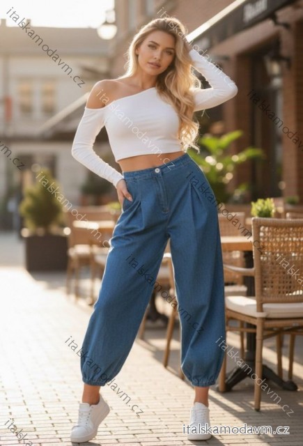 Kalhoty riflové tříčtvrteční 3/4 krátké dámské (S/M/L ONE SIZE) ITALSKÁ MÓDA IMD26017