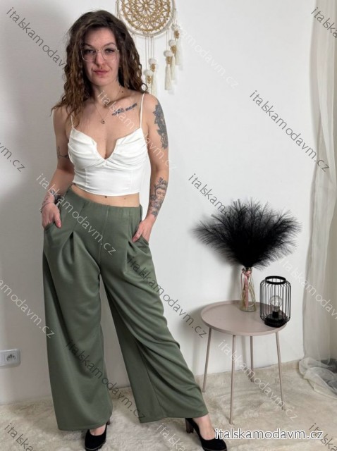 Kalhoty máslové dlouhé letní dámské (M/L/XL ONE SIZE) ITALSKÁ MÓDA IMD26019