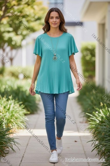 Tričko s príveskom krátky rukáv dámske nadrozmer (46/48/50 ONE SIZE) TALIANSKA MÓDA IMD26025