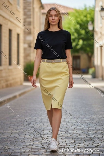 Sukňa stredne dlhá s opaskom dámska nadrozmer (44/46/48 ONE SIZE) TALIANSKA MÓDA IMD26038