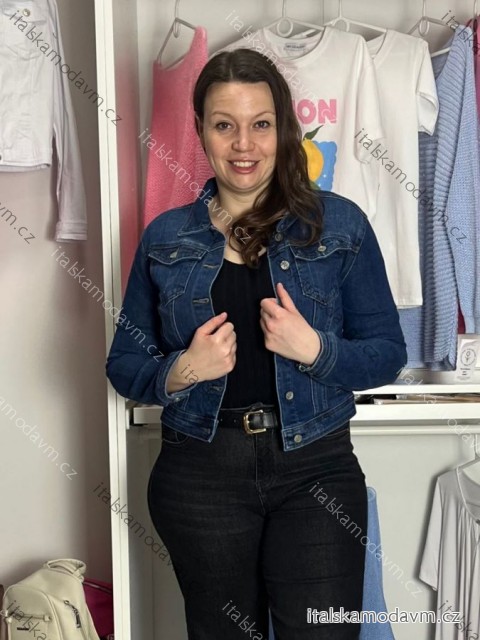 Bunda riflová jeans dámska MOON (S-2xl) MOON GIRL MOG26GY802B/DU 5XL tmavo modrá
