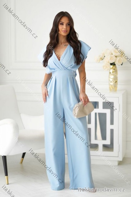 Overal dlhý spoločenský krátky rukáv dámsky (34-42) POLSKÁ MÓDA PMLBC24289-08/DUR 44 svetlo modrá