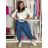 Kalhoty volnočasové riflové s páskem dámské VERONA S/M/L ONE SIZE) ITALSKÁ MÓDA IMD26028