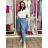 Kalhoty volnočasové riflové s páskem dámské VERONA S/M/L ONE SIZE) ITALSKÁ MÓDA IMD26028