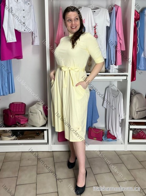 Šaty letní 3/4 dlouhý rukáv dámské (S/M/L ONE SIZE) ITALSKÁ MÓDA IMD26018/DUR