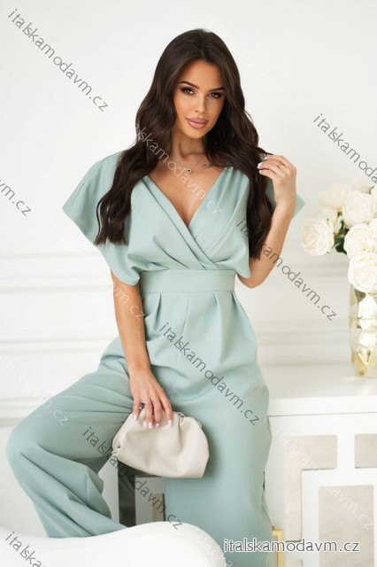 Overal dlhý spoločenský krátky rukáv dámsky (34-42) POLSKÁ MÓDA PMLBC24289-03/DR 38 zelená lipová