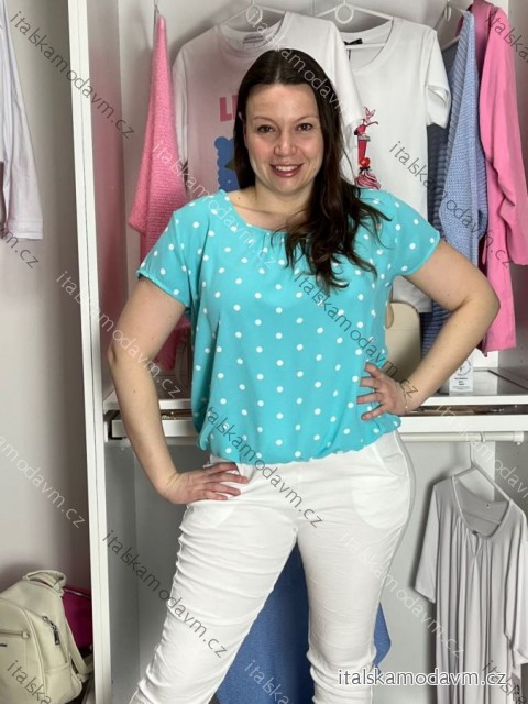Tunika s gumou krátký rukáv dámské SIMONA (M/L/XL ONE SIZE) ITALSKÁ MÓDA IMC26045/DU