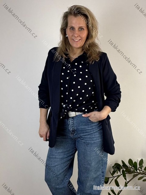 Košile krátká puntík 3/4 dlouhý rukáv dámská DITA (ML/XL ONE SIZE) ITALSKÁ MÓDA IMC26065/DU M/L/XL tmavě modrá