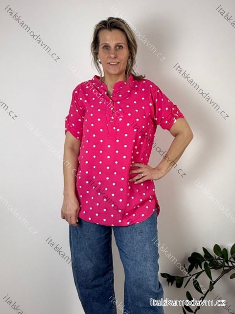 Košile prodloužená puntík 3/4 dlouhý rukáv dámská nadrozměr HANNA (40/42/44 ONE SIZE) ITALSKÁ MÓDA IMC26064