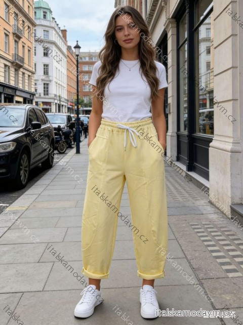 Nohavice letné trojštvrťové 3/4 krátke dámske nadrozmer (46/48/50 ONE SIZE) TALIANSKA MÓDA IM426111