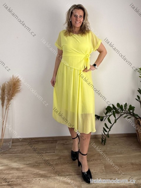 Šaty elegantní šifonové krátky rukáv dámske nadrozměr AMANDA (42/44/46 ONE SIZE) TALIANSKA MóDA IM4261124