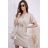 Šaty krátké elegantní letní krátký rukáv dámské (S/M/L ONE SIZE) ITALSKÁ MÓDA IMD26058 béžová S/M/L