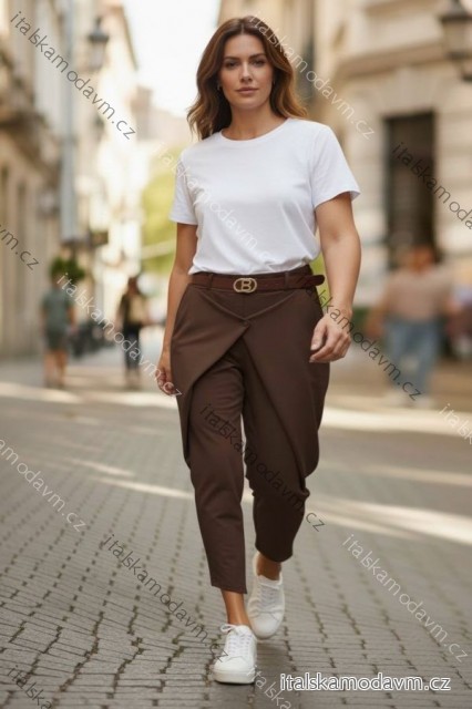 Nohavice elegantné s opaskom dámske nadrozmer (46/48/50 ONE SIZE) TALIANSKA MÓDA IMD26060