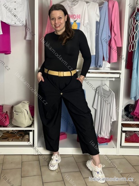 Kalhoty volnočasové s páskem dámské ELEN (S/M/L ONE SIZE) ITALSKÁ MÓDA IMC26070/DU