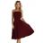 641-1 VIVIENNE midi šaty s korzetem pro zvláštní příležitosti - vínové
