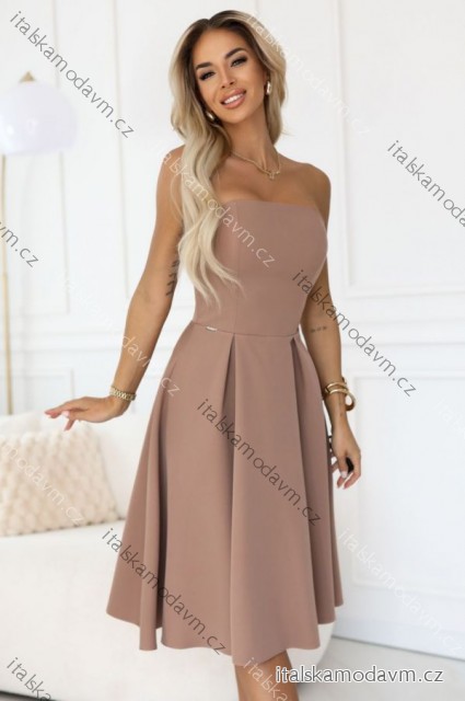 641-2 VIVIENNE midi šaty s korzetom na špeciálne príležitosti - béžové