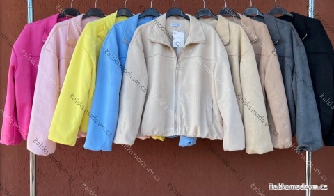 Bunda koženková dlouhý rukáv dámská (S/M/L ONE SIZE) ITALSKÁ MÓDA IMC26042