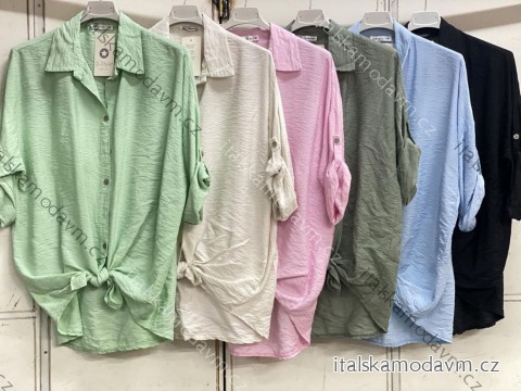 Košile prodloužená 3/4 dlouhý rukáv dámská nadrozměr (48/50/52 ONE SIZE) ITALSKÁ MÓDA IMC26063