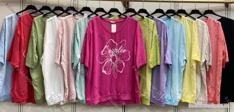 Tričko krátký rukáv dámské nadrozměr (54/56/58 ONE SIZE) ITALSKÁ MÓDA IMC26067