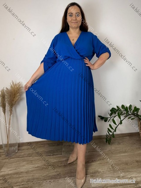 Šaty letné elegantní s 3/4 rukávem dámske nadrozmer ELIS (50/52/54 ONE SIZE) TALIANSKA MÓDA IM4260025/DUR