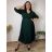 Šaty letné elegantní s 3/4 rukávem dámske nadrozmer ELIS (50/52/54 ONE SIZE) TALIANSKA MÓDA IM4260025/DUR 50/52/54 tmavo smaragdová