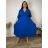 Šaty letní elegantní s 3/4 rukávem dámské nadrozměr ELIS (50/52/54 ONE SIZE) ITALSKÁ MÓDA IM4260025/DUR 50/52/54 modrá královská