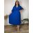 Šaty letní elegantní s 3/4 rukávem dámské nadrozměr ELIS (50/52/54 ONE SIZE) ITALSKÁ MÓDA IM4260025/DUR 50/52/54 modrá královská