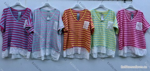 Tričko krátky rukáv dámske nadrozmer (46/48/50 ONE SIZE) TALIANSKA MÓDA IMD26033