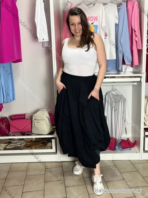 Sukně volnočasová dámská LIVIE (M/L/XL ONE SIZE) ITALSKÁ MÓDA IMSM26104/DU M/L/XL Černá