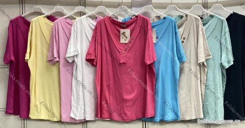 Tričko krátky rukáv dámske nadrozmer (54/56/58 ONE SIZE) TALIANSKA MÓDA IMC26086