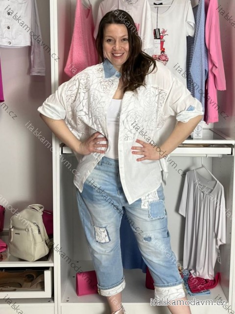 Košile prodloužená 3/4 dlouhý rukáv dámská nadrozměr (S/M - L/XL) IMPSW26SW5004/DUR S/M bílá