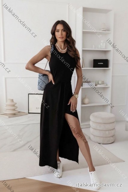 Šaty volnočasové bez rukávu dámské (S/M/L ONE SIZE) ITALSKÁ MÓDA IMD26048 Černá S/M/L