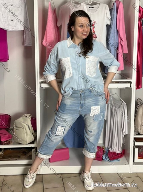 Riflové Nohavice outdoorové trojštvrťové 3/4 krátke dámske nadrozměr (S-XL) IMPSW26SW1914/DUR XL modrá