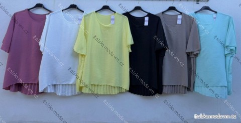 Halenka krátký rukáv dámská nadrozměr (46/48/50 ONE SIZE) ITALSKÁ MÓDA IMD26054