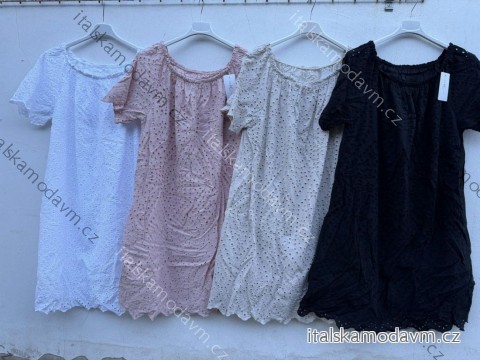 Šaty letní krátký rukáv dámské nadrozměr (48/50/52 ONE SIZE) ITALSKÁ MÓDA IMD26056