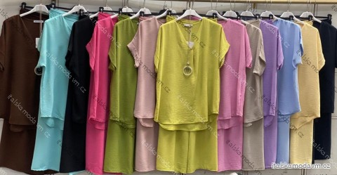 Súprava letné tričko krátky rukáv a nohavice dámske nadrozmer (50/52/54 ONE SIZE) TALIANSKA MÓDA IMC26102