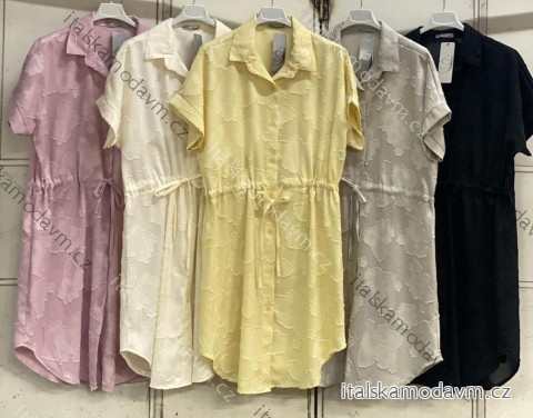 Košile prodloužená stahovací krátký rukáv dámská nadrozměr (46/48/50 ONE SIZE) ITALSKÁ MÓDA IMC26108