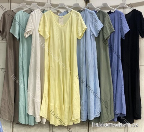 Šaty dlouhé letní krátký rukáv dámské nadrozměr (54/56/58 ONE SIZE) ITALSKÁ MÓDA IMC26109